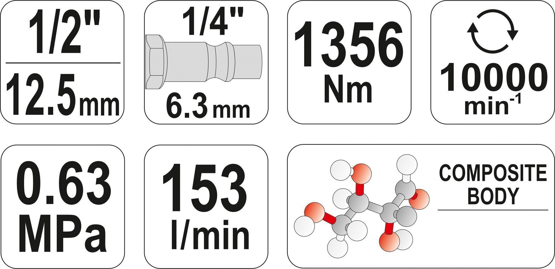 Pneumaattinen iskuavain Yato 1/2" 1356Nm (YT-0953) hinta ja tiedot | Akkuporakoneet ja ruuvinvääntimet | hobbyhall.fi