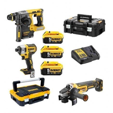 Akkutyökalusarja 18V 3x5Ah DeWalt DCK305P3T-QW hinta ja tiedot | Akkuporakoneet ja ruuvinvääntimet | hobbyhall.fi