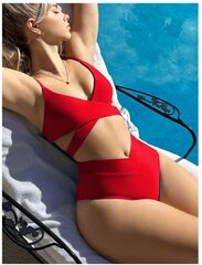 Kesän yksivärinen bikinisetti, punainen väri, koko XS, 1 kpl hinta ja tiedot | Naisten uimapuvut | hobbyhall.fi