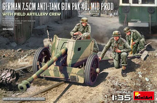Liimattava malli MiniArt 35400 German 7.5cm Anti-Tank Gun PaK 40. Mid Prod. & Artillery Crew 1/35 hinta ja tiedot | Koottavat pienoismallit | hobbyhall.fi