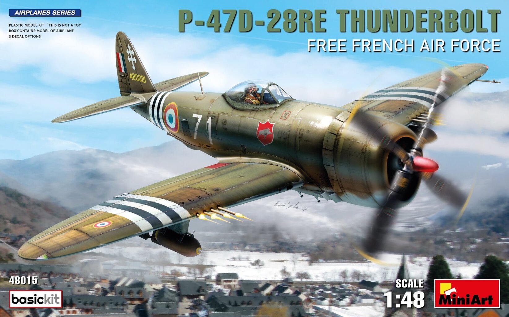 Liimattava malli MiniArt 48015 P-47D-28RE Thunderbolt Free French Air Force Basic Kit 1/48 hinta ja tiedot | Koottavat pienoismallit | hobbyhall.fi