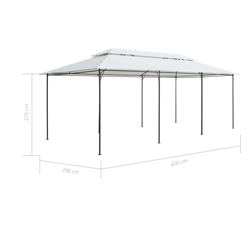 vidaXL Huvimaja verhoilla 600x298x270 cm valkoinen 180 g/m² hinta ja tiedot | Puutarhapaviljongit | hobbyhall.fi