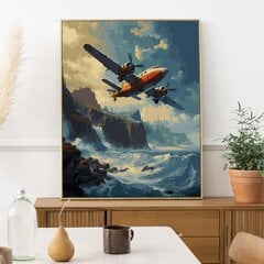 Maalaus numeroilla kehyksessä Lentokone meren yli Oh Art!, 40x50 cm hinta ja tiedot | Maalaa numeroiden mukaan | hobbyhall.fi