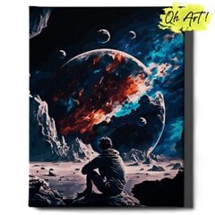 Maalaus numeroilla Kehystetty Astronaut on the Moon Oh Art!, 40x50 cm hinta ja tiedot | Maalaa numeroiden mukaan | hobbyhall.fi