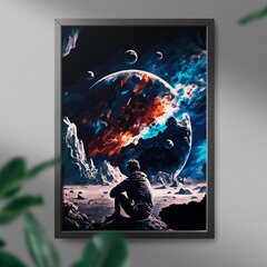 Maalaus numeroilla Kehystetty Astronaut on the Moon Oh Art!, 40x50 cm hinta ja tiedot | Maalaa numeroiden mukaan | hobbyhall.fi
