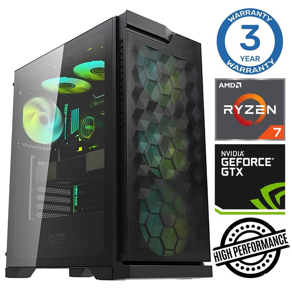 Intop Ryzen 7 5700X 32GB 500SSD M.2 NVME GTX1650 4GB no-OS hinta ja tiedot | Pöytätietokoneet | hobbyhall.fi