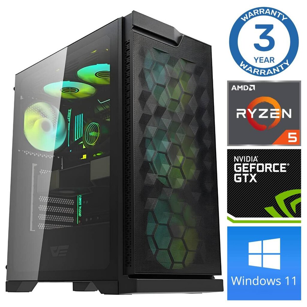 Intop Ryzen 5 5600X 32GB 500SSD M.2 NVME+2TB GTX1650 4GB WIN11 hinta ja tiedot | Pöytätietokoneet | hobbyhall.fi