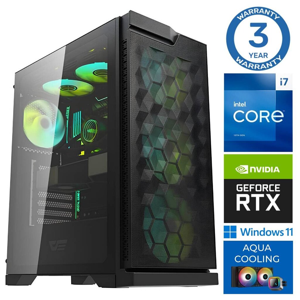 Intop Aqua i7-14700F 64GB DDR5 2TB SSD M.2 NVME+2TB RTX4060Ti 8GB WIN11Pro hinta ja tiedot | Pöytätietokoneet | hobbyhall.fi