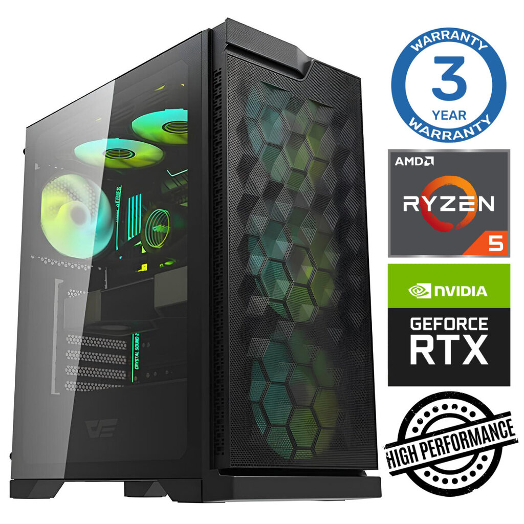 Intop Ryzen 5 5600X 16GB 250SSD M.2 NVME RTX3050 6GB no-OS hinta ja tiedot | Pöytätietokoneet | hobbyhall.fi