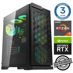 Intop Ryzen 7 5700X 16GB 250SSD M.2 NVME+2TB RTX3050 6GB no-OS hinta ja tiedot | Pöytätietokoneet | hobbyhall.fi