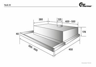 Thermex York III Standard hinta ja tiedot | Liesituulettimet | hobbyhall.fi