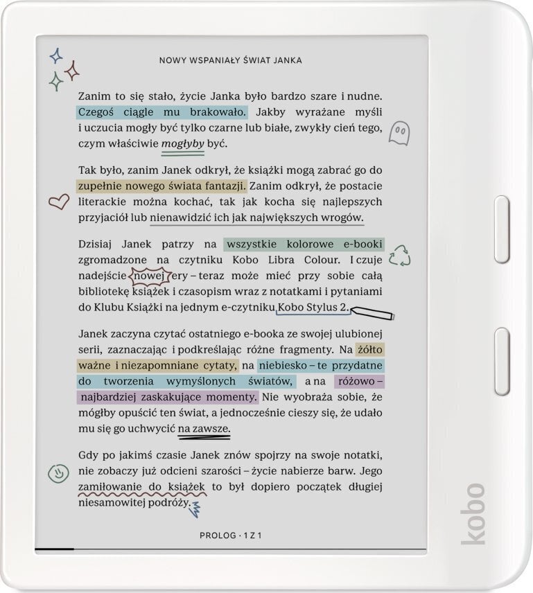 Rakuten Kobo Libra Colour White (N428-KU-WH-K-CK) hinta ja tiedot | E-kirjojen lukulaitteet | hobbyhall.fi