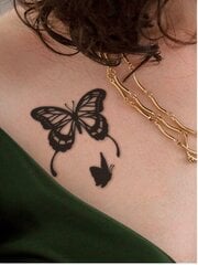 Väliaikainen tatuointi perhosilla, Electronics LV-300010, musta hinta ja tiedot | Meikkisiveltimet ja meikkisienet | hobbyhall.fi