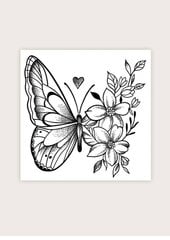 Tilapäinen tatuointi, jossa perhonen ja kukkia, Electronics LV-300029, musta hinta ja tiedot | Electronics LV Meikit | hobbyhall.fi