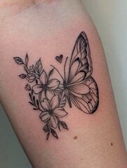 Tilapäinen tatuointi, jossa perhonen ja kukkia, Electronics LV-300029, musta hinta ja tiedot | Meikkisiveltimet ja meikkisienet | hobbyhall.fi