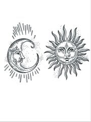 Väliaikainen tatuointi, aurinko ja kuu, Electronics LV-300034, musta hinta ja tiedot | Electronics LV Meikit | hobbyhall.fi