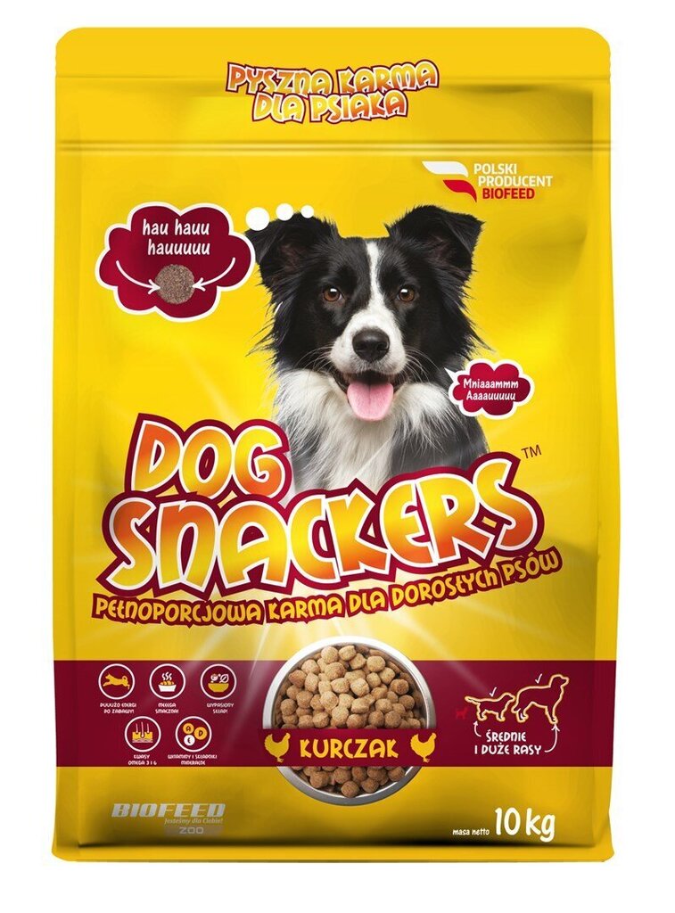 Biofeed Dog Snackers keskikokoisille ja suurille aikuisille koirille kanan kanssa, 10 kg hinta ja tiedot | Koiran kuivaruoka | hobbyhall.fi