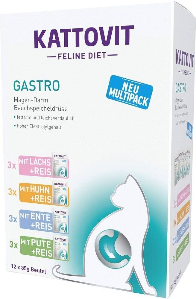 Kattovit Feline Diet Gastro setti aikuisille kissoille, 12x85 g hinta ja tiedot | Kissanruoka | hobbyhall.fi