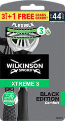 Kertakäyttöisten partaveitsien sarja Wilkinson Sword Xtreme 3 Black Edition Comfort 3+1 kpl hinta ja tiedot | Parranajo ja karvanpoisto | hobbyhall.fi