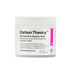 Kasvojen puhdistustyynyt Carbon Theory Tea Tree Oil &amp; Glycolic Acid 60 Breakout Control, 60 kpl hinta ja tiedot | Kasvojen puhdistusaineet | hobbyhall.fi