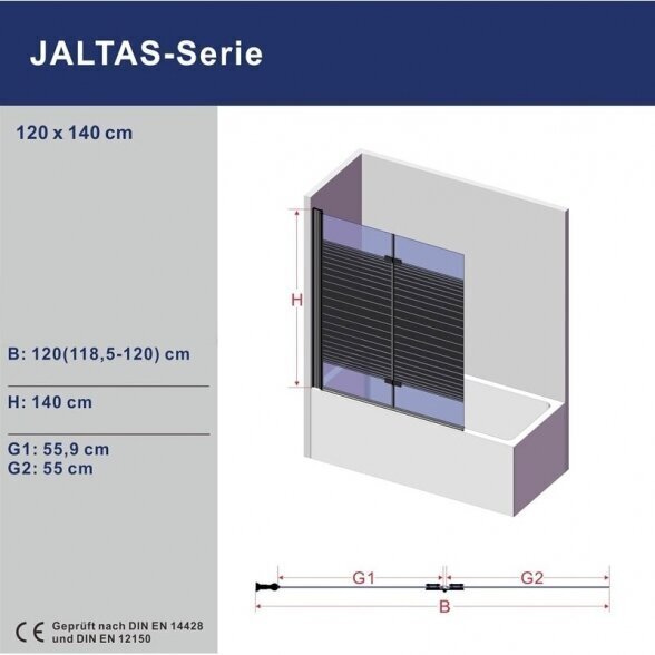 Kylpyammeen seinä AQUABATOS Yalta B 120 x 140 cm hinta ja tiedot | Kylpyhuonetarvikkeet | hobbyhall.fi