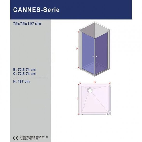 Suihkukaappi Aquabatos Cannes 75x75x197 hinta ja tiedot | Suihkukaapit ja suihkunurkat | hobbyhall.fi