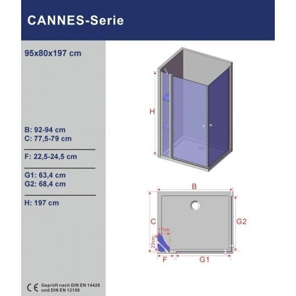 Suihkukaappi Aquabatos Cannes 95x80x197 hinta ja tiedot | Suihkukaapit ja suihkunurkat | hobbyhall.fi