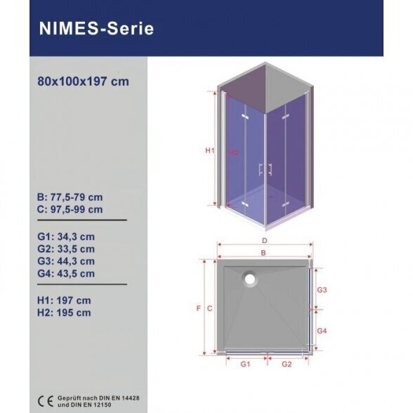 Suihkukaappi Aquabatos Nimes 80x100x197 hinta ja tiedot | Suihkukaapit ja suihkunurkat | hobbyhall.fi