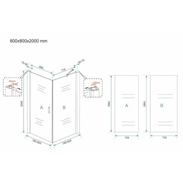 Suihkukaappi WIESBADEN Salone 80x80x200 hinta ja tiedot | Suihkukaapit ja suihkunurkat | hobbyhall.fi