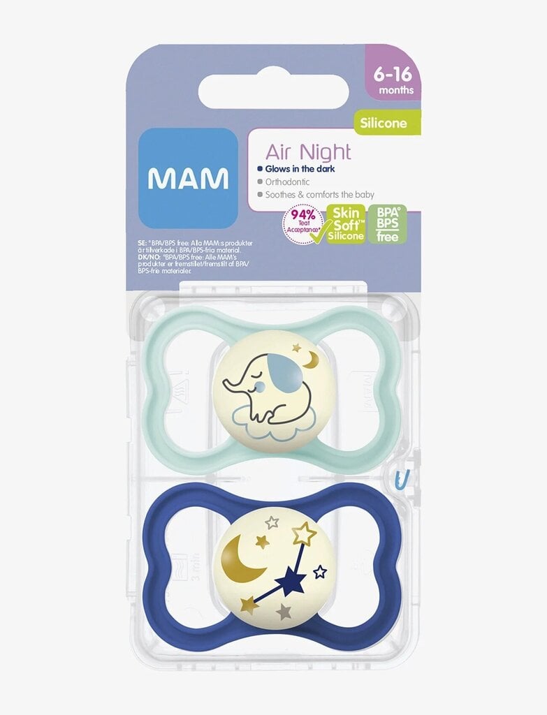 Tutti Mam Air Night Silicone Blue, 6-16 kk, 2 kpl hinta ja tiedot | Tutit | hobbyhall.fi