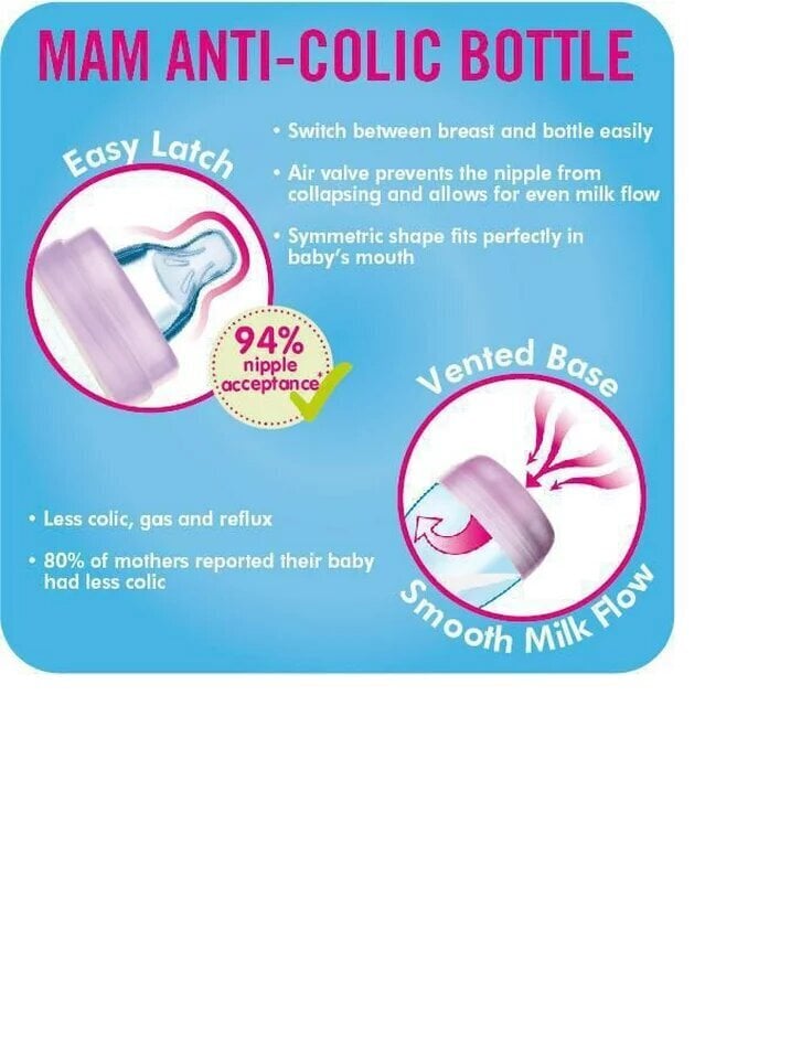 Tuttipullo Mam Easy Start Anti-Colic, pink/vaaleanpunainen, +0 kk, 160 ml hinta ja tiedot | Tuttipullot ja tarvikkeet | hobbyhall.fi