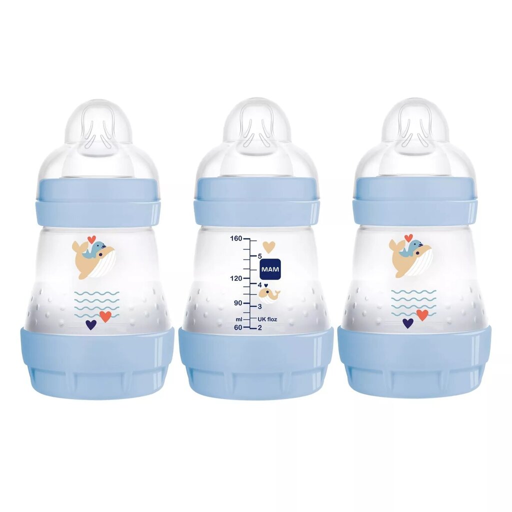 Tuttipullo Mam Easy Start Anti-Colic blue/sininen, +0 kk, 160 ml hinta ja tiedot | Tuttipullot ja tarvikkeet | hobbyhall.fi