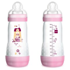 Tuttipullo Mam Easy Start Anti-Colic, vaaleanpunainen/vaaleanpunainen, 2+ kk, 2 kpl, 260 ml hinta ja tiedot | Tuttipullot ja tarvikkeet | hobbyhall.fi