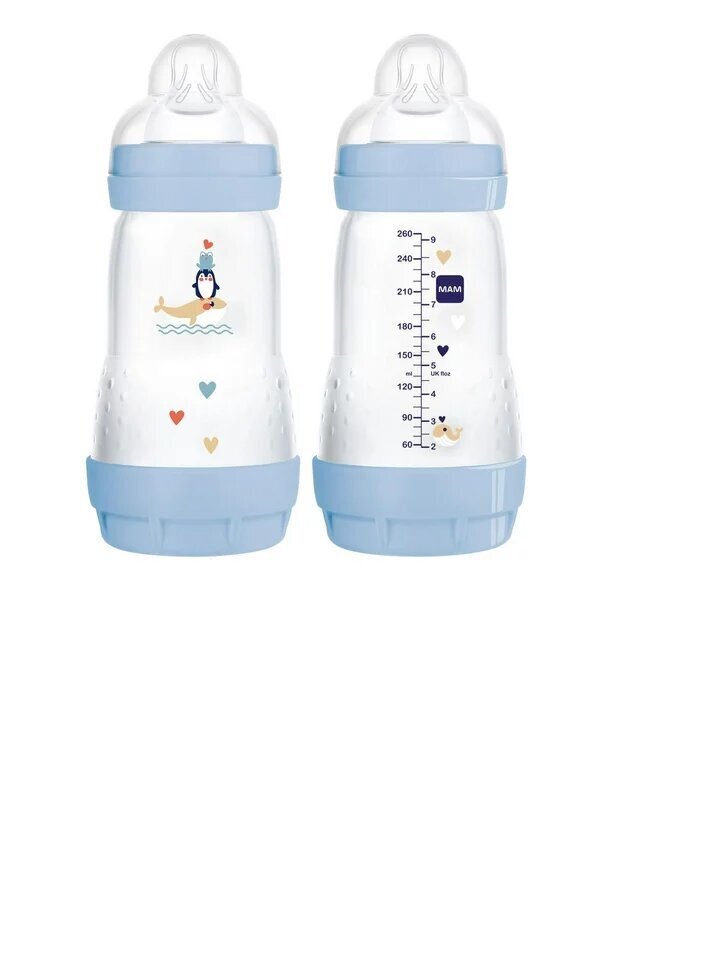 Tuttipullo Mam Easy Start Anti-Colic, sininen/sini, 2+ kk, 2 kpl, 260 ml hinta ja tiedot | Tuttipullot ja tarvikkeet | hobbyhall.fi