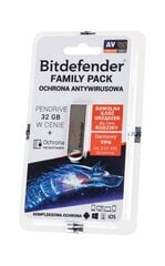 Bitdefender family pack 1 vuosi + 32gb pendrive hinta ja tiedot | Bitdefender Tietokoneet ja pelaaminen | hobbyhall.fi