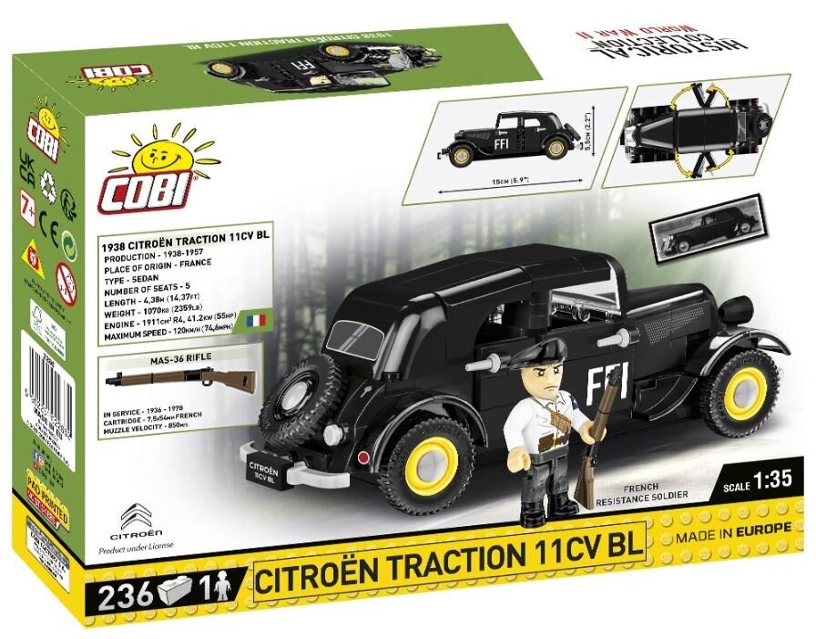 COBI HC WWII Citroen Traction 11CV BL 236kl 2266 hinta ja tiedot | LEGOT ja rakennuslelut | hobbyhall.fi