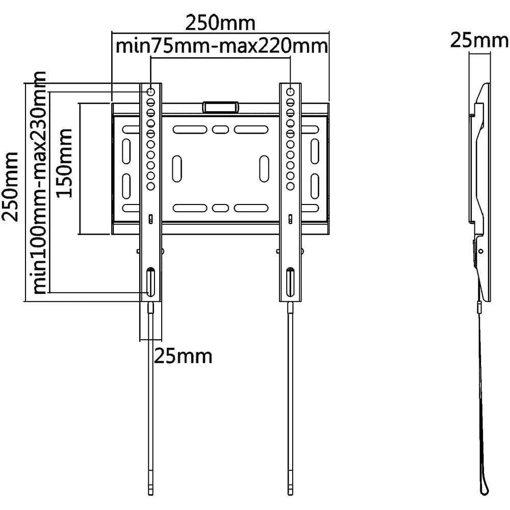 Seinäkiinnike LED-TV:lle 23-42'' Cabletech LP42-22F UCH0181 hinta ja tiedot | TV-seinätelineet | hobbyhall.fi