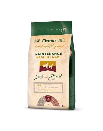 Fitmin Nutritional Programme Maintenance keskikokoisille ja suurikokoisille aikuisille koirille, lampaan- ja naudanlihalla, 12 kg hinta ja tiedot | Koiran kuivaruoka | hobbyhall.fi