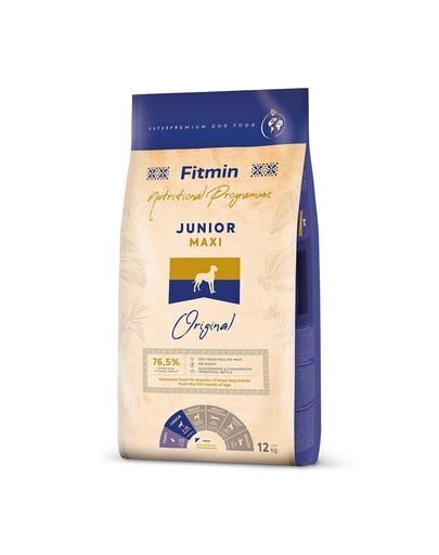 Fitmin Maxi Junior isoille roduille, pennuille ja nuorille koirille, 12 kg hinta ja tiedot | Koiran kuivaruoka | hobbyhall.fi