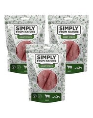 Simply From Nature Meat Strips koiranherkkuja naudanlihalla, 3 x 80 g hinta ja tiedot | Koiran herkut | hobbyhall.fi