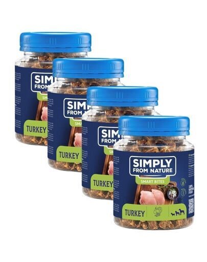 Simply From Nature Smart Bites kalkkuna, 4 x 130 g hinta ja tiedot | Koiran herkut | hobbyhall.fi