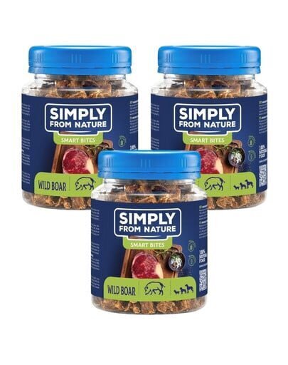 Simply From Nature Smart Bites villisika, 3 x 130 g hinta ja tiedot | Koiran herkut | hobbyhall.fi