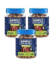 Simply From Nature Smart Bites hirvenlihalla, 3 x 130 g hinta ja tiedot | Koiran herkut | hobbyhall.fi