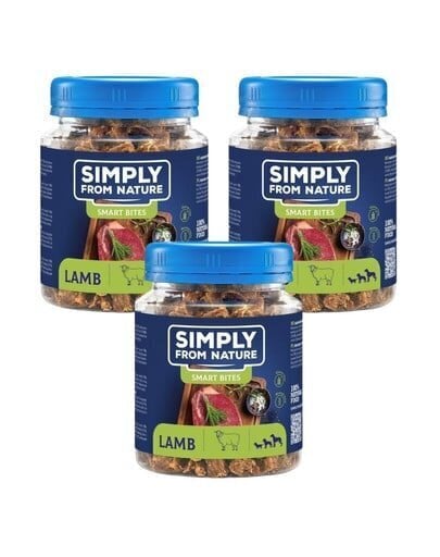 Simply From Nature Smart Bites lammas, 3 x 130 g hinta ja tiedot | Koiran herkut | hobbyhall.fi