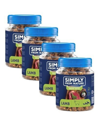 Simply From Nature Smart Bites lammas, 4 x 130 g hinta ja tiedot | Koiran herkut | hobbyhall.fi