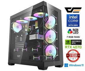 Mdata Gaming Core i9-14900F 32GB 512GB SSD 2TB HDD RTX 4070 12GB Windows 11 hinta ja tiedot | Pöytätietokoneet | hobbyhall.fi