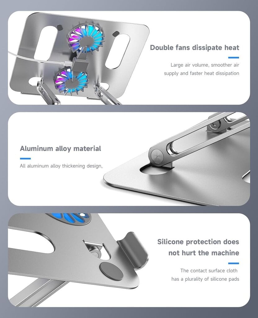 Kannettavan tietokoneen teline tuulettimella hinta ja tiedot | Kannettavien tietokoneiden lisätarvikkeet | hobbyhall.fi