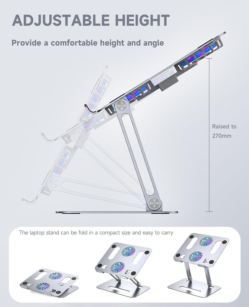 Kannettavan tietokoneen teline tuulettimella hinta ja tiedot | Kannettavien tietokoneiden lisätarvikkeet | hobbyhall.fi