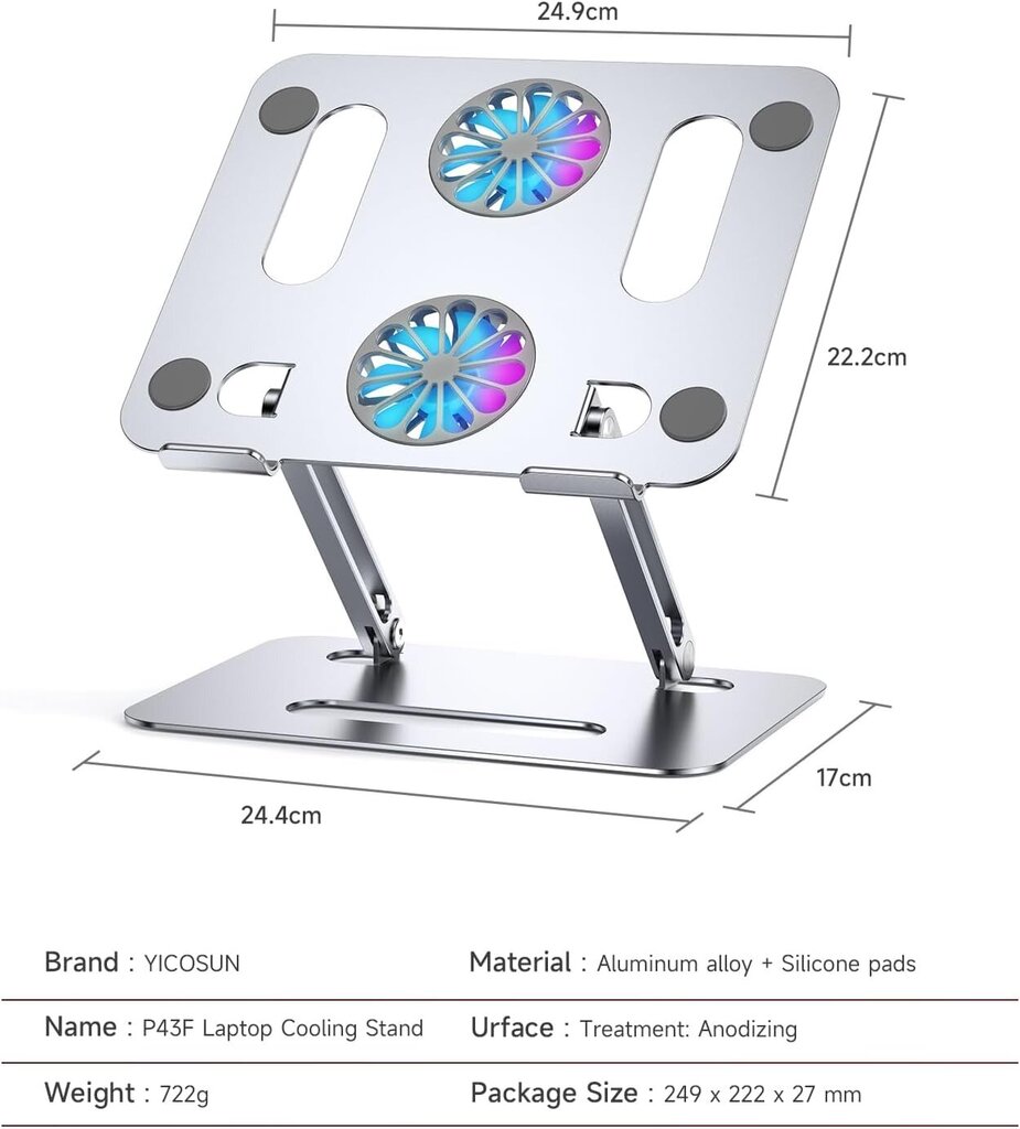 Kannettavan tietokoneen teline tuulettimella hinta ja tiedot | Kannettavien tietokoneiden lisätarvikkeet | hobbyhall.fi