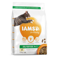 Iams for Vitality suaugusioms katėms su vištiena, 1,5 kg hinta ja tiedot | Kissan kuivaruoka | hobbyhall.fi